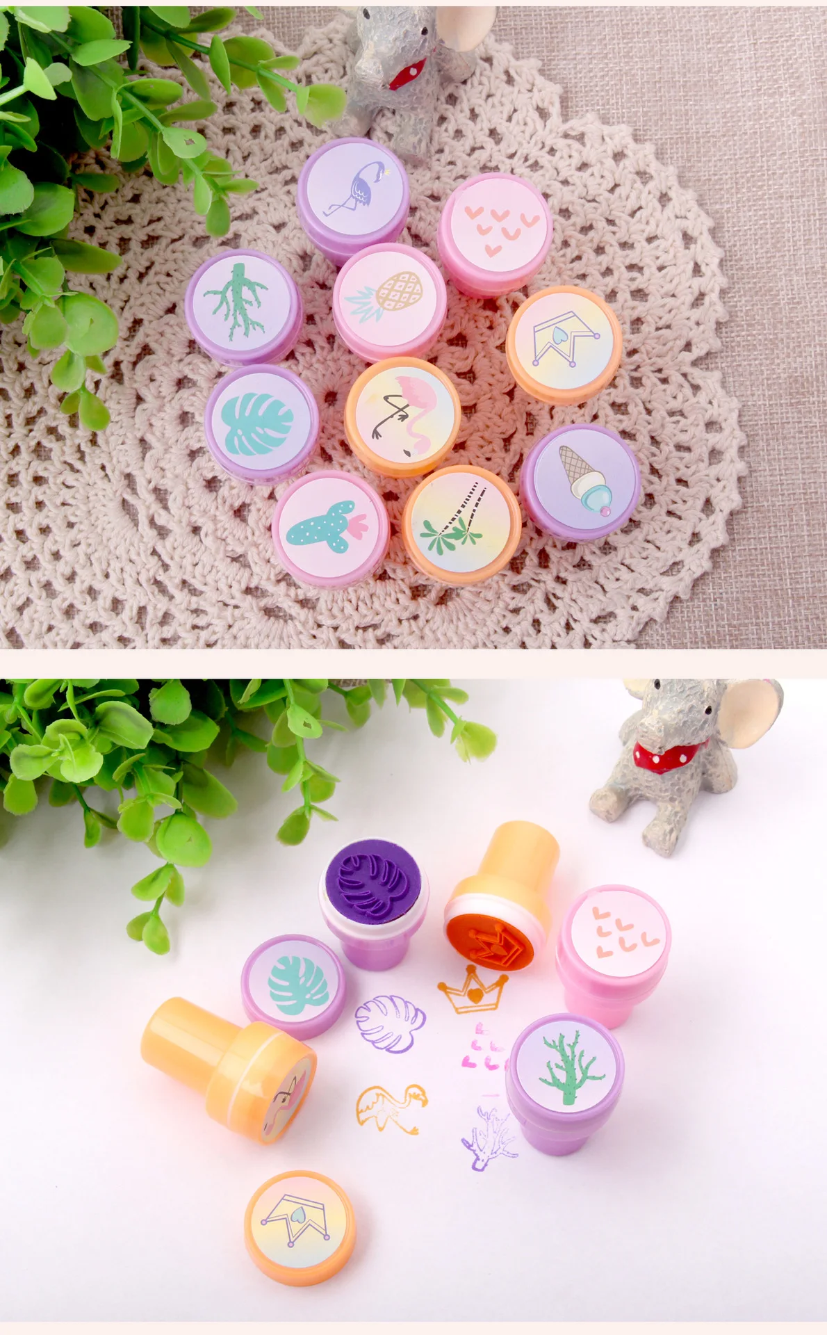Description Picture 4 of item10PCS Cartoon Self-ink Stamps Toy Gift Kids Favor Mermaid Unicorn Birthday Party Children Gift Christmas Wedding Guest Giveaways