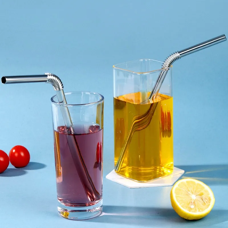 Reusable Flexible Stainless Steel Straws - Set of 2/4 Bendable Metal Straws for Hot & Cold Drinks with Easy Clean Features