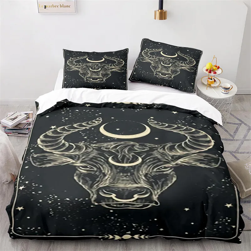 Boho Sun and Moon Duvet Cover Mysterious Astrology Bedding Set Microfiber Witch Wiccan Fortune-Telling Tarot Cards Quilt Cover 3