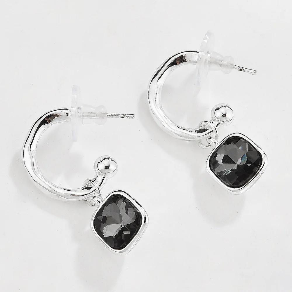 1/2PCS Minimalist Sparkling Black Rhinestone Drop Earrings Women Exquisite Geometric Pendant Earrings Jewelry Gifts
