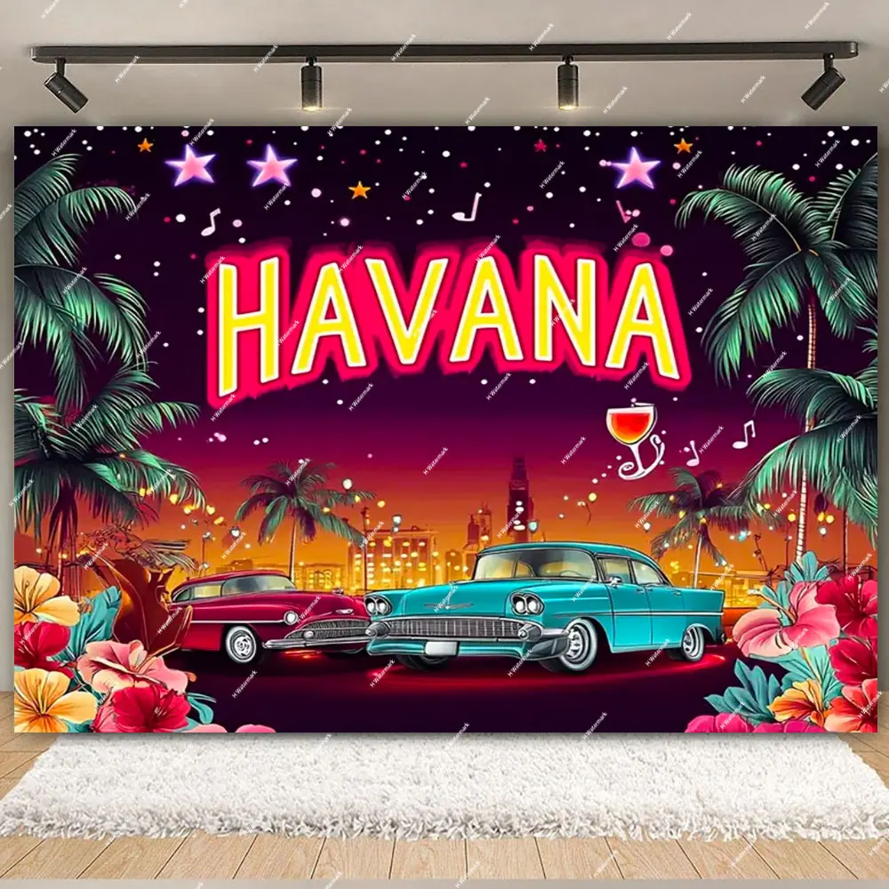 Lofaris Havana Nights Wood Backdrop Palm Leaves Adult Birthday - View #7