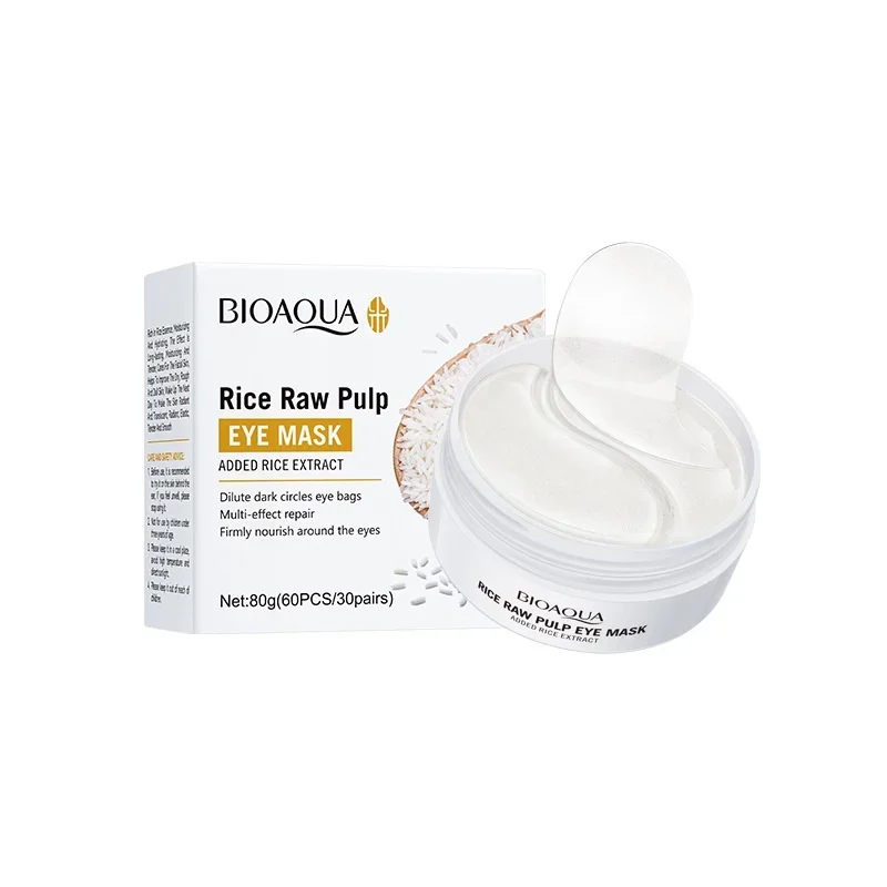 Rice Eye Mask 60pcs BIOAQUA Raw Pulp Anti Dark Circles Eyes Bags Remover Firming Moisturizing