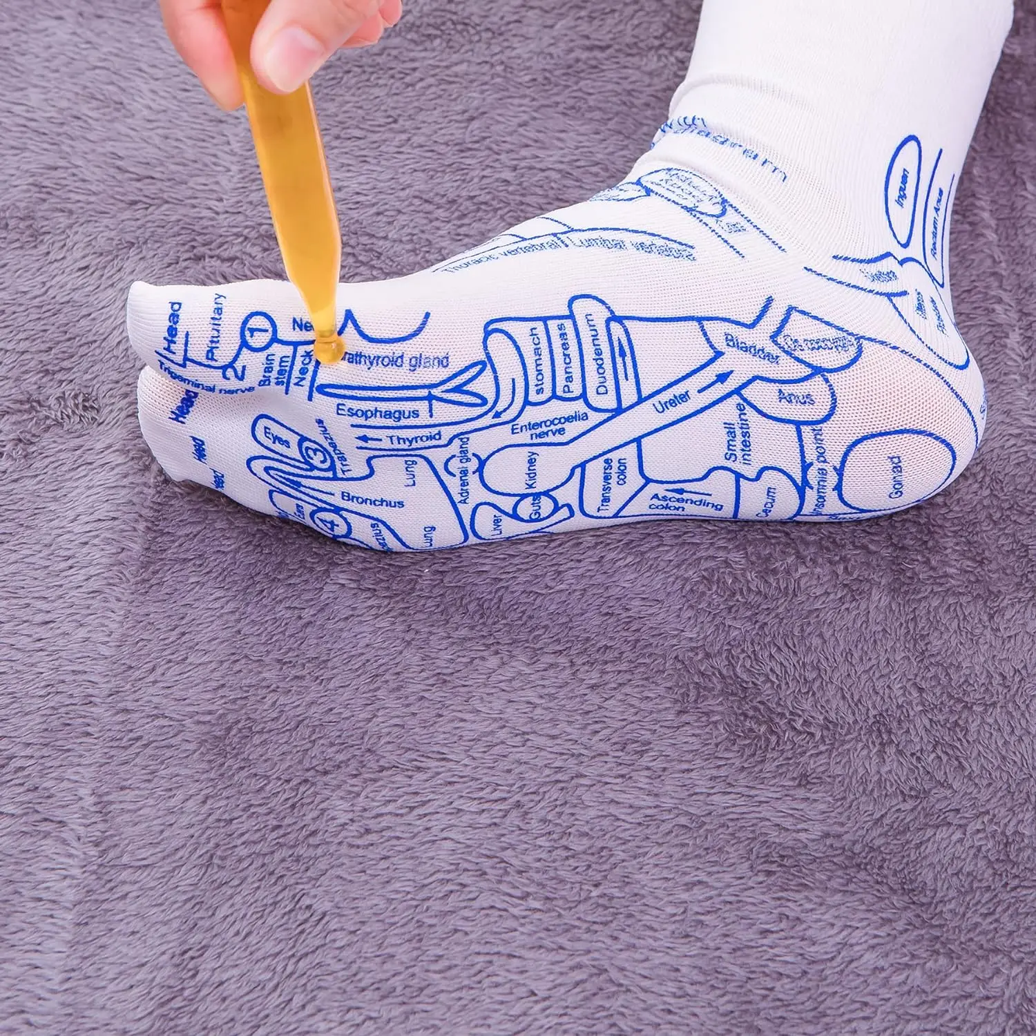 Foot Massage Acupressure Socks Physiotherapy Massage Relieve Tired Feet Reflexology Socks Foot Point English Illustration
