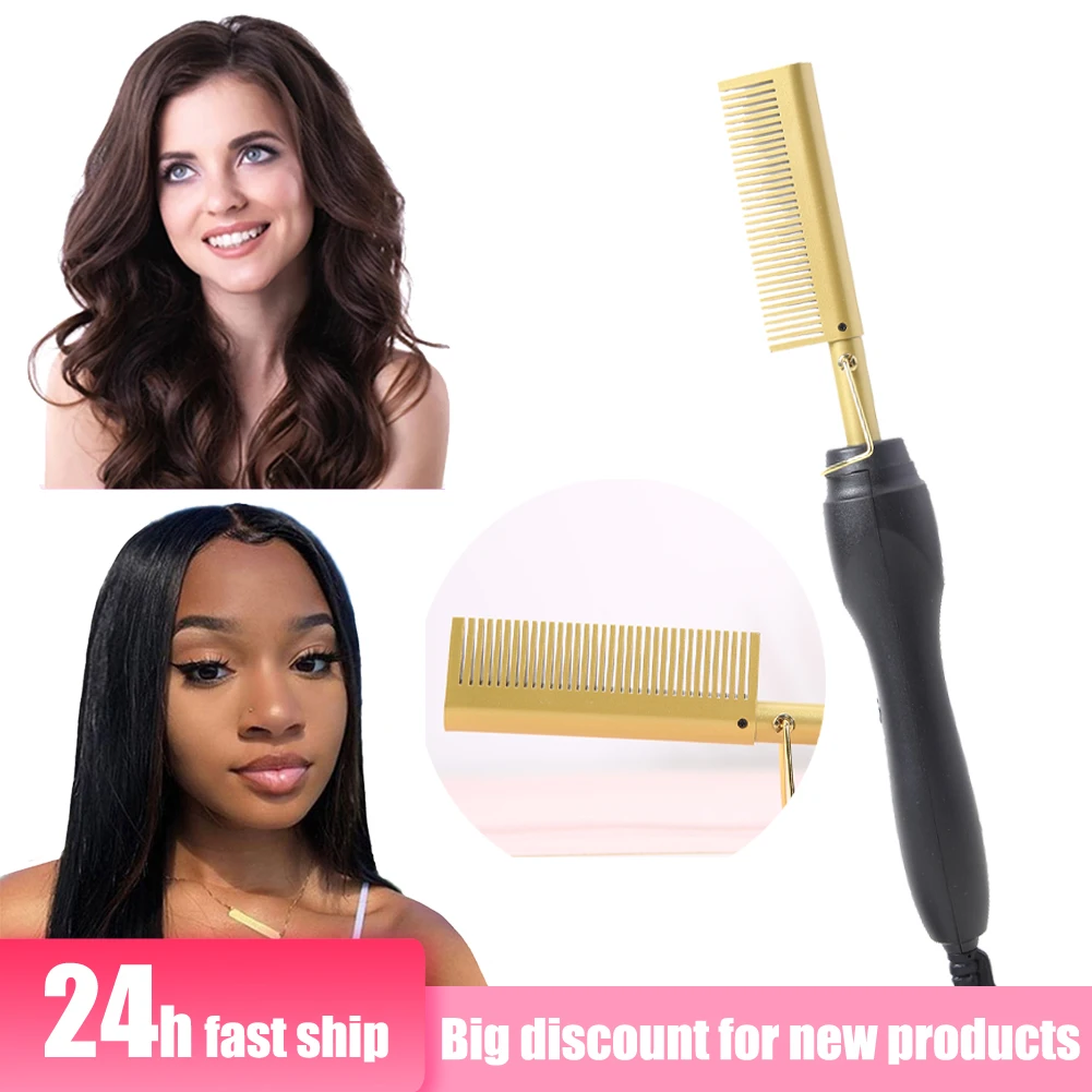 Plancha plana con cepillo térmico para y el cabello, alisador eléctrico de pelo con ajustable para mujer| | - AliExpress