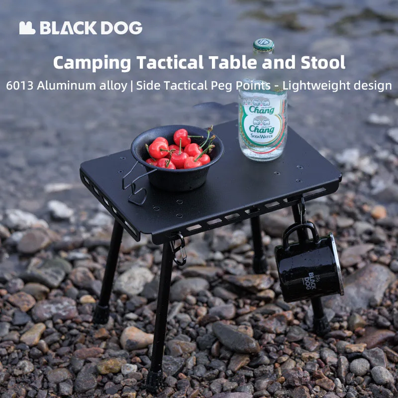 BLACKDOG 2 In 1 Tactical Folding Table Ultralight Portable Stool Outdoor Camping Aluminum Alloy Multifunctional Chair