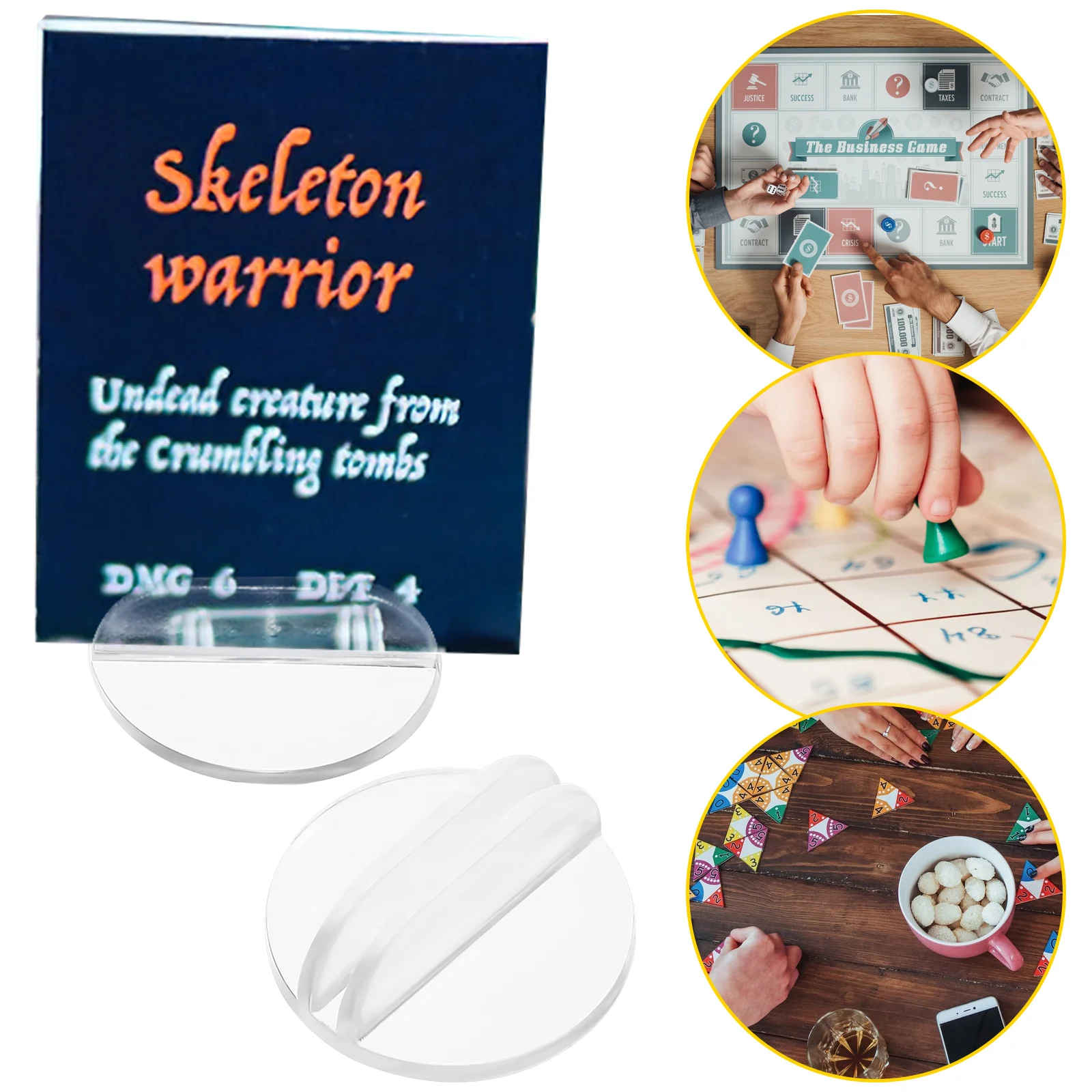 50 Pcs Transparent Round Board Game Card Holder Clear Sleeves Card Stand For Plastic Stands Festive Supplies Place Cards Gaming