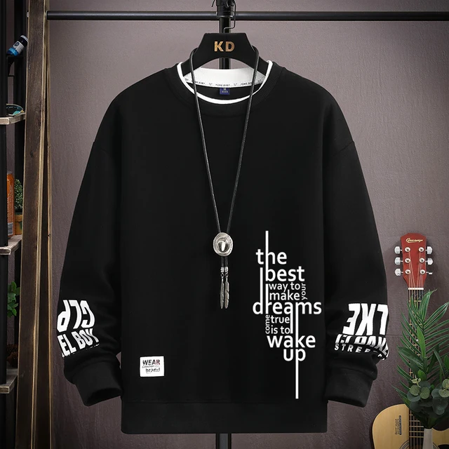 2025 New Men's Sweatshirts S-5XL Hoodies Autumn Letters Printed Long Sleeve T-shirt Fashion Men's Clothing O Neck Harajuku Top 2