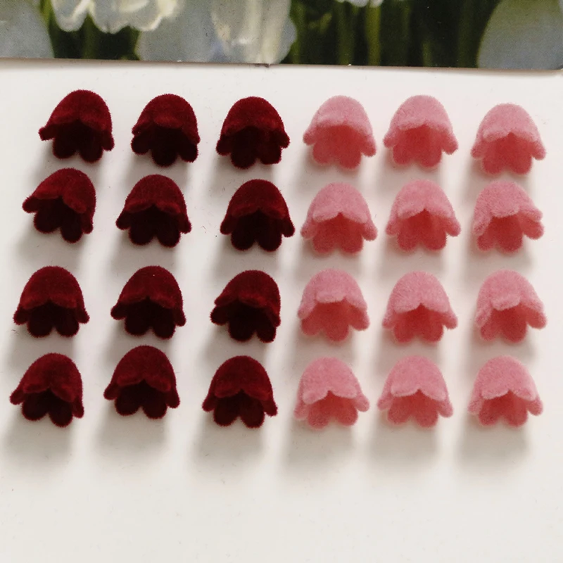 프랑스 레트로 플러시 벨 10 개 10x8mm, 난초 꽃 비즈 수제 공예 보석 장식 아크릴 비즈 만들기
