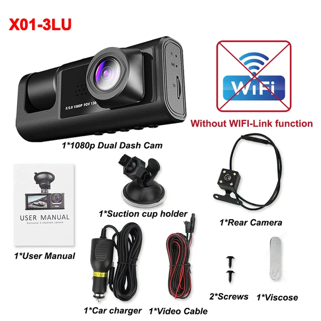 Dash Cam 2 Obiettivi HD 1080P – Videoregistratore Auto Con Schermo 3 IPS, Visione Notturna, Sensore G E DVR – Scatola Nera Per Auto Con Registrazione A Loop - 5