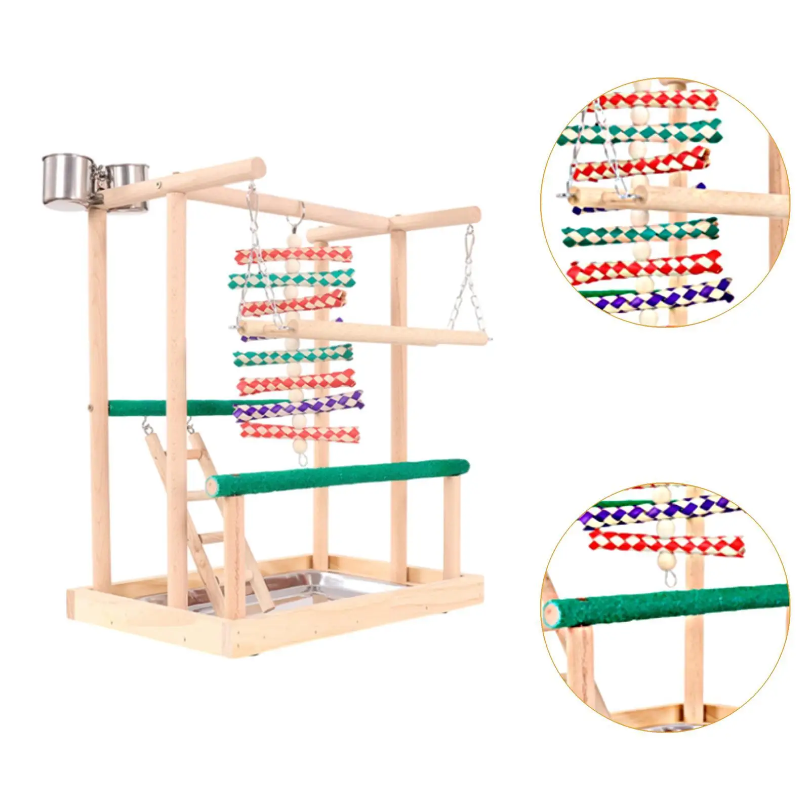 Parrot Playground Perch Play Exercise Toy, Platform Parrots Play Stand Exercise Activity Center for Budgie Conures Cockatiels