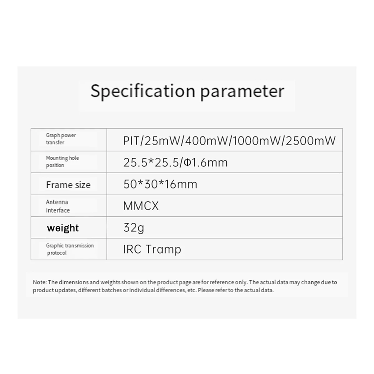 

Whoop 4.9G 2.5W VTX Built-in Microphone with MMCX Interface 25.5x25.5mm Mounting Pattern for FPV Parts