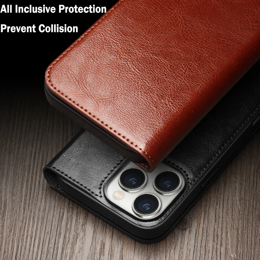 QIALINO Premium Genuine Leather Handmade Flip Case with Card Slots