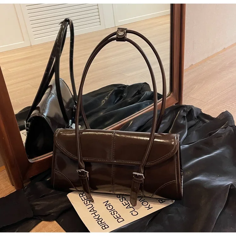 الراقية بورجوندي النفط الشمع الجلود تحت الإبط حقيب...