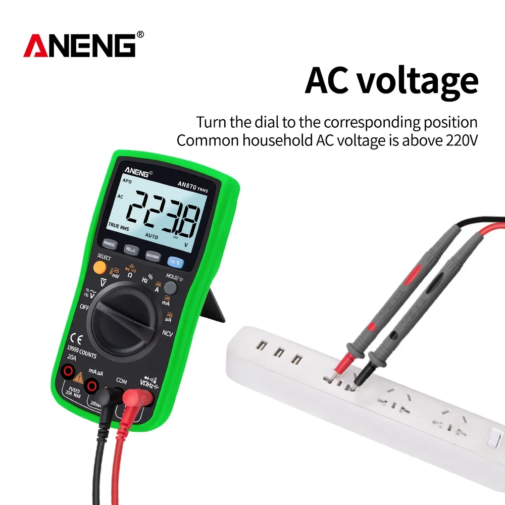 ANENG AN870 Digital Multimeter 19999 Counts profissional transistor electrical tester 600v multi volt esrmeter lead set