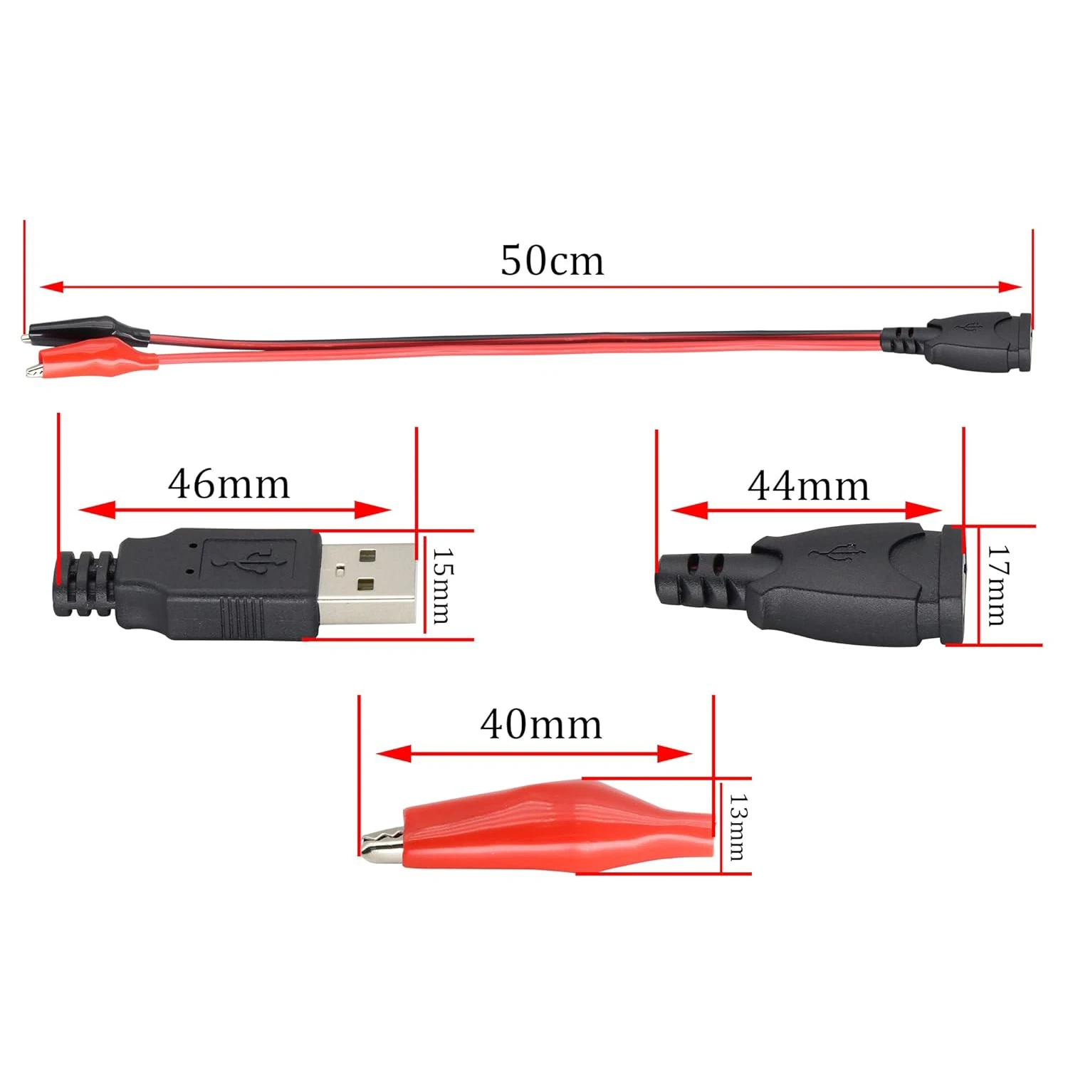 Sonda ponticello con clip a coccodrillo per cavo di prova USB