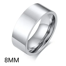 Stainless Steel Women's Wedding Ring - Elegant Flat Band Fashion Jewelry - US size 08 (8MM Silver Color)