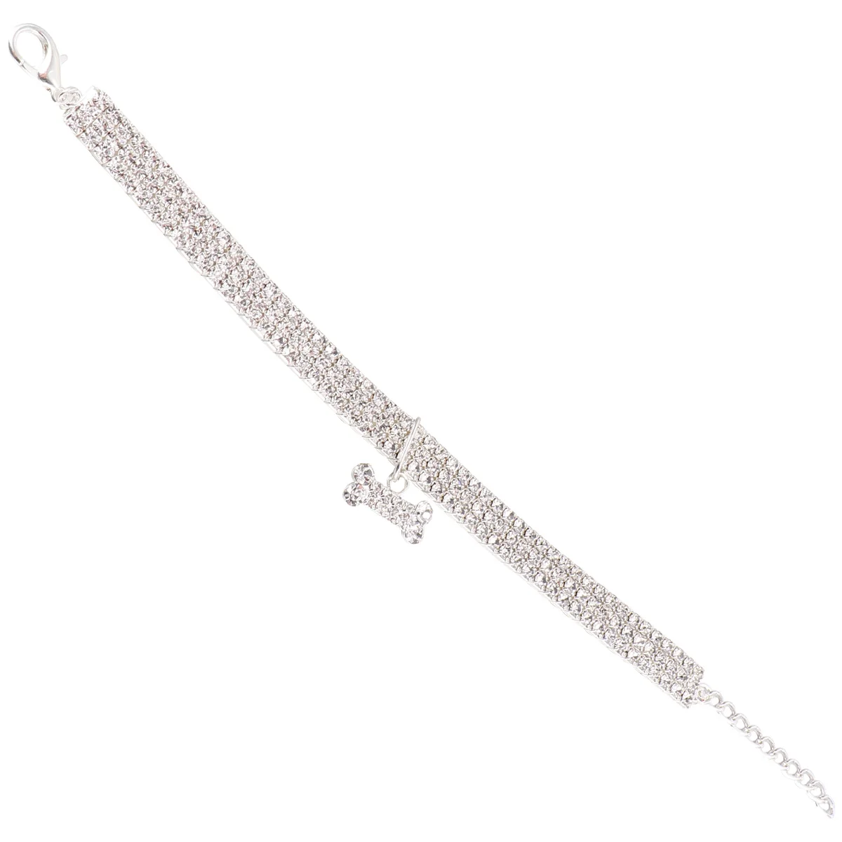 

Rhinestone Collar Adjustable Puppy Collar Necklace Shape Pendant Necklace for Cat Puppy Kitten ( White, Size )