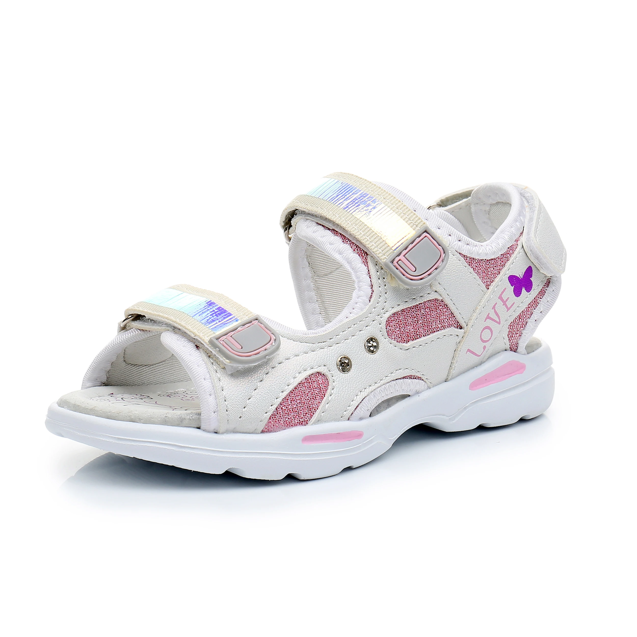 APAKOWA Girl Summer Sandal Sequins Cute Style Open Toe Breathable Toddler Sandals Double Hook&Loop Design Kids Footwear child shoes girl Children's Shoes