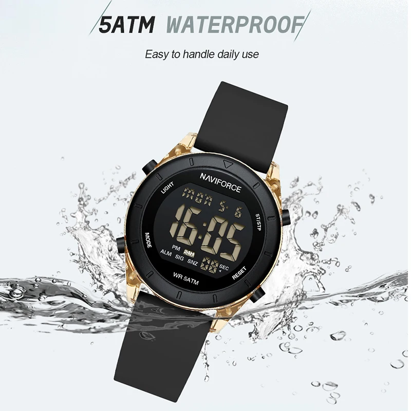 2024 New NAVIFORCE Brand Watches for Women LCD Digital Business 5ATM Water Resistant Clock Silicone Strap Electronic Wristwatch 4