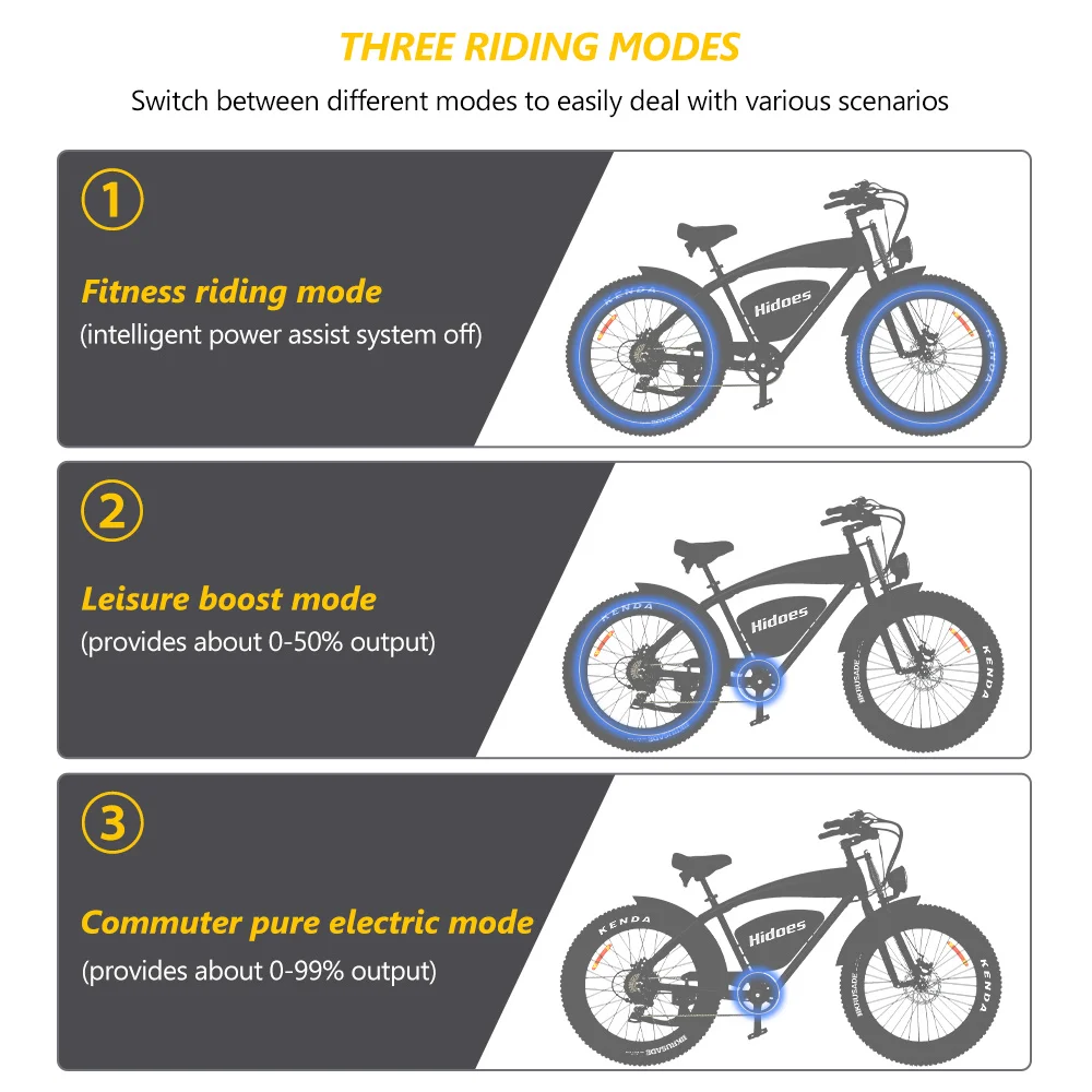 US EU STOCK Hidoes B3 Off Road Electric Bike 26 Inch Fat Tire 48V 1200W 60KM/H Electric Snow Bike Road Bicycle