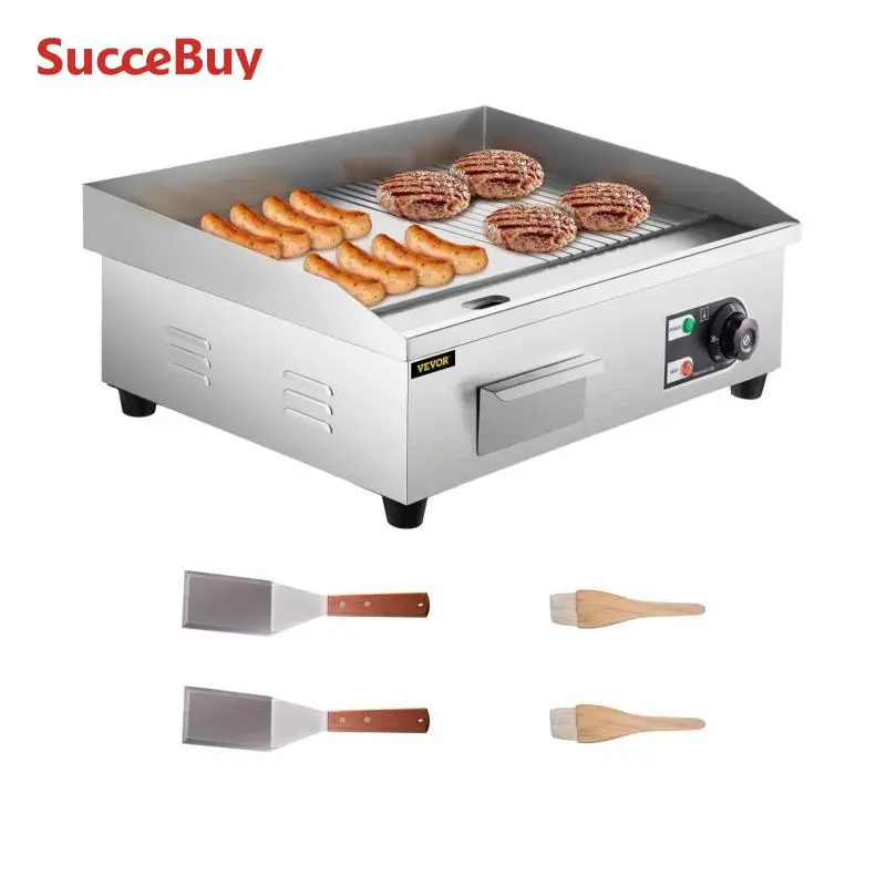 Electric Countertop Griddle Teppanyaki Grill Stainless Steel Flat Top Grills for Pancake Chicken 14