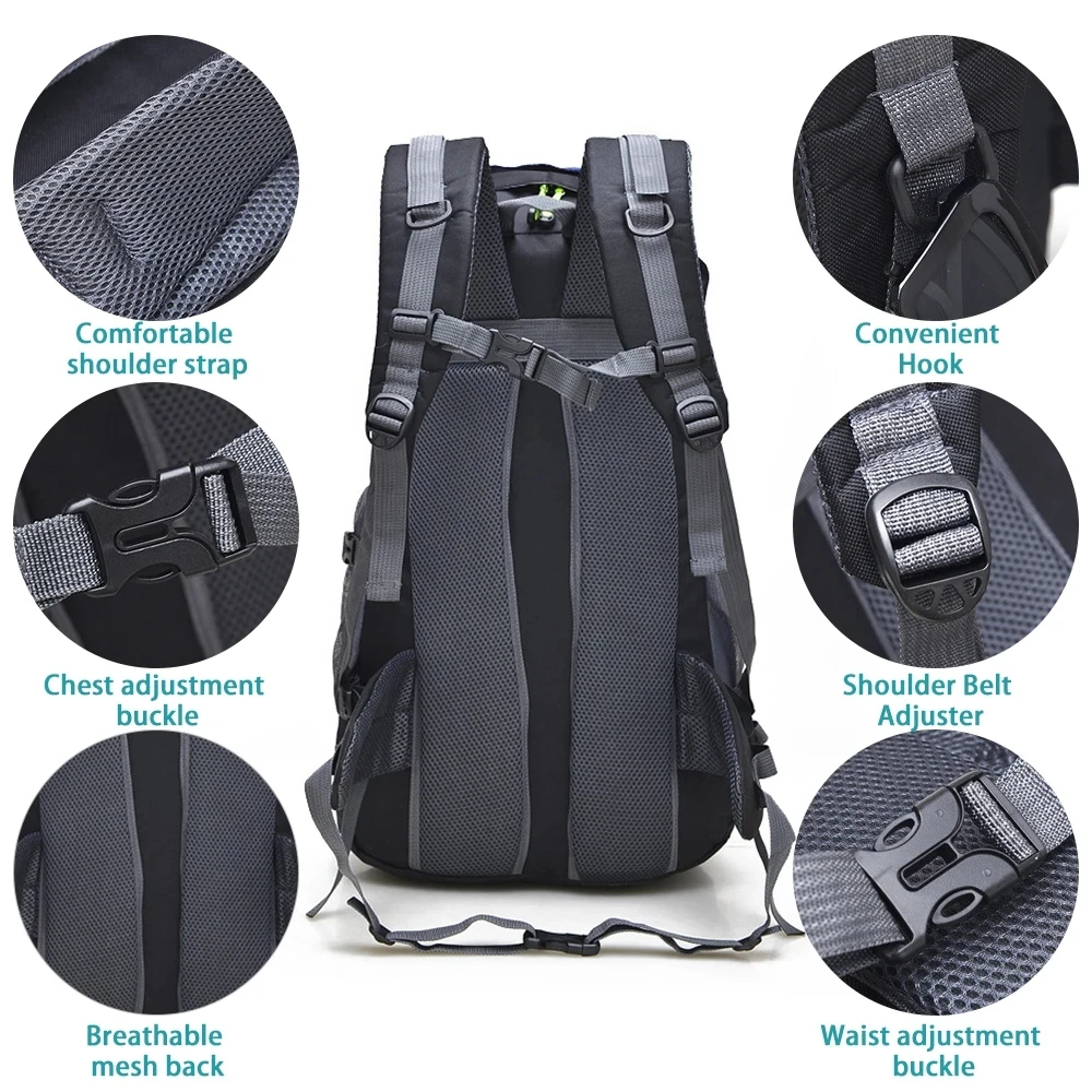 WoneNice 50L Waterproof Hiking Backpack - 45+5L Daypack With Rain Cover For Outdoor Sports - View #9