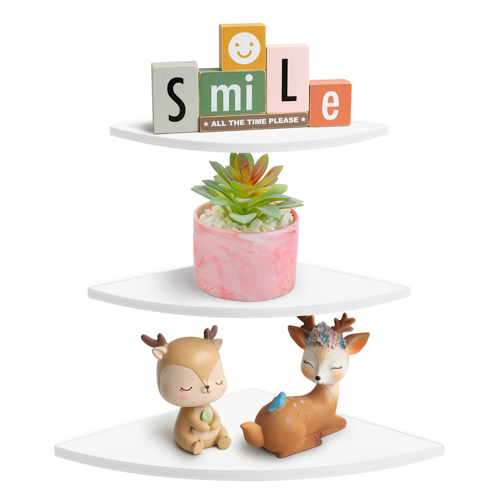3Pcs Floating Corner Shelf Wall Mounted Storage Rack Bookshelves Home Furniture Office Decor