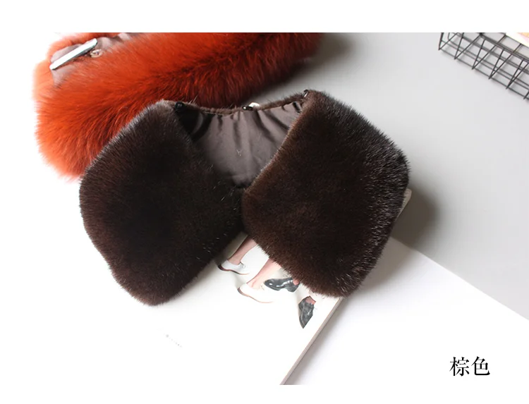 Nerz Pelz kragen Herren quadratischen Hals wärmer Mode Echtpelz schwarz braun Kragen natürlichen Nerz Pelz kragen für Mantel Jacke Winter – Detail 3