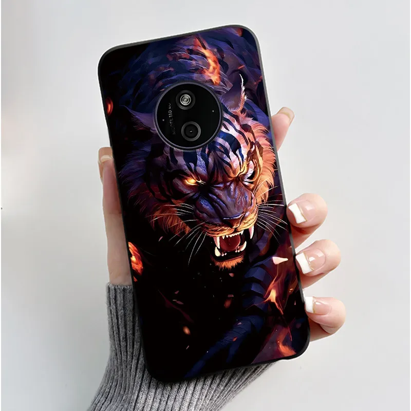 Aesthetic Shockproof Black Silicone Case with Sunset Pattern
