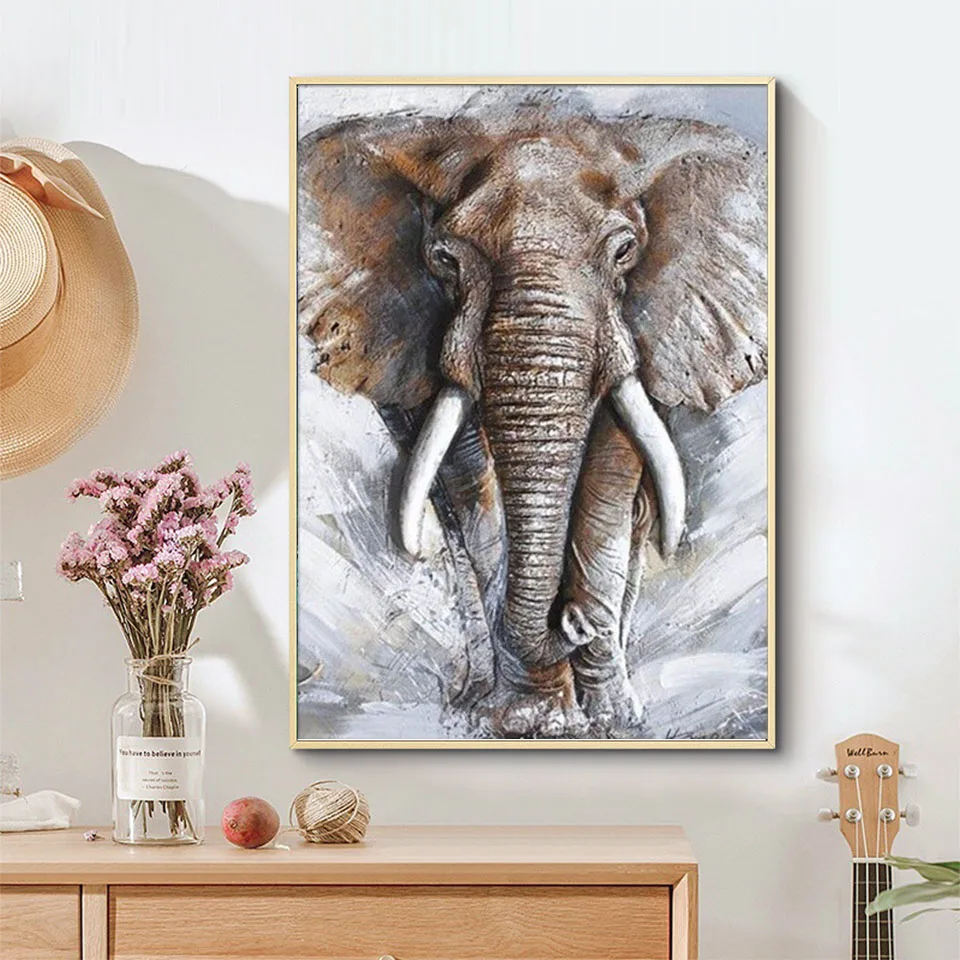 Harimau Hewan DIY Lukisan Berlian Gajah Berlian Bordir Mosaik Seni  Pemandangan Gambar Berlian Imitasi Kruistik Dekorasi Rumah