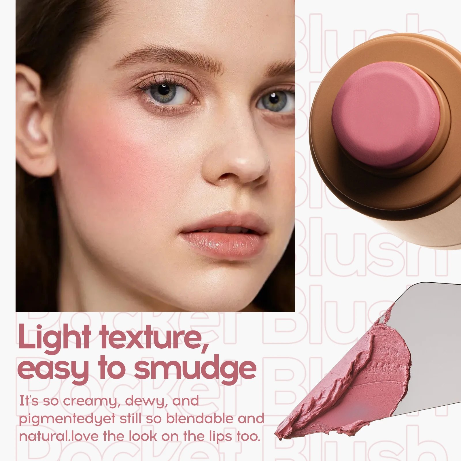 Blush Makeup, Natural-Looking Matte Waterproof&Long Lasting, Moisturizing&Lightweight Blendable Feel Blush Highlight Makeup 3
