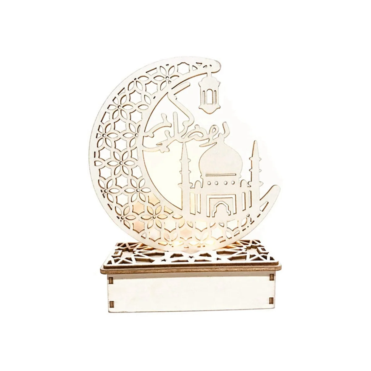 

Ramadan Eid Mubarak Wooden Ornament Lights Decorations for Home Islamic Muslim Party Eid Al-Adha Decor Ornament