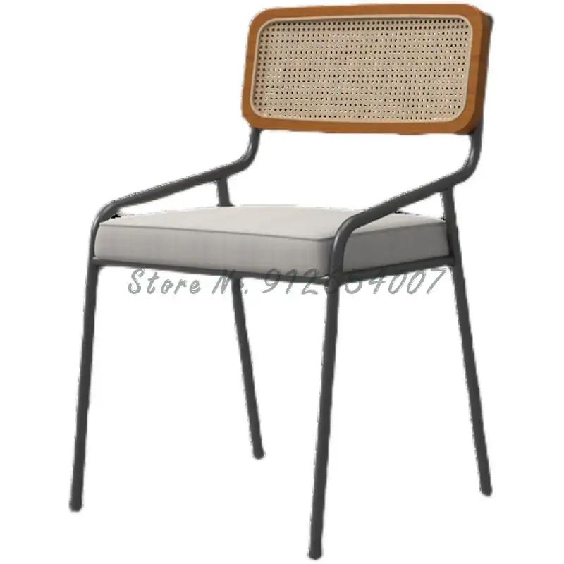 Customized Nordic Dining Chair Home Backrest Table Retro Wrought Iron Desk Study Simple Breathabl | Мебель