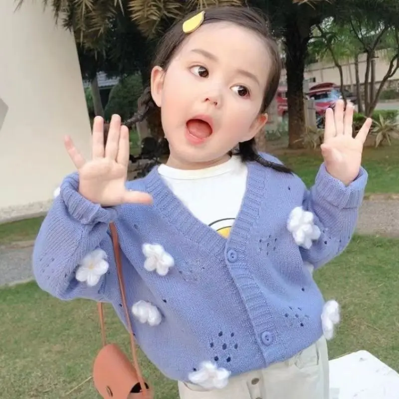 한국 소녀 캐주얼 루즈핏 밍크 벨벳 스웨터 재킷, 가을 겨울 어린이 두꺼운 니트 카디건, 단색 스웨터