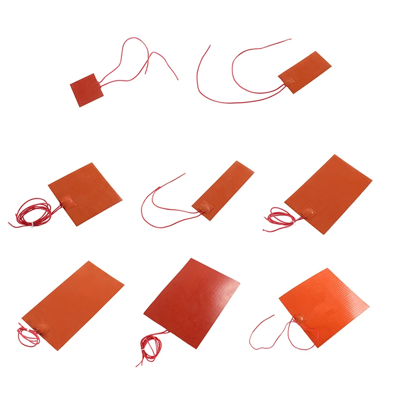 Silicone Electric Heating Pad 5V 12V 24V 220V Rubber Heater Mat Heated Bed Plate Flexible Waterproof 3D Printer heated pads