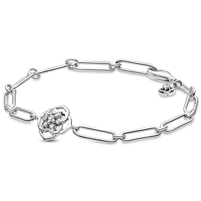 

Original Moments Timeless Rose Petals Link Bracelet Bangle Fit Women 925 Sterling Silver Bead Charm Fashion Jewelry