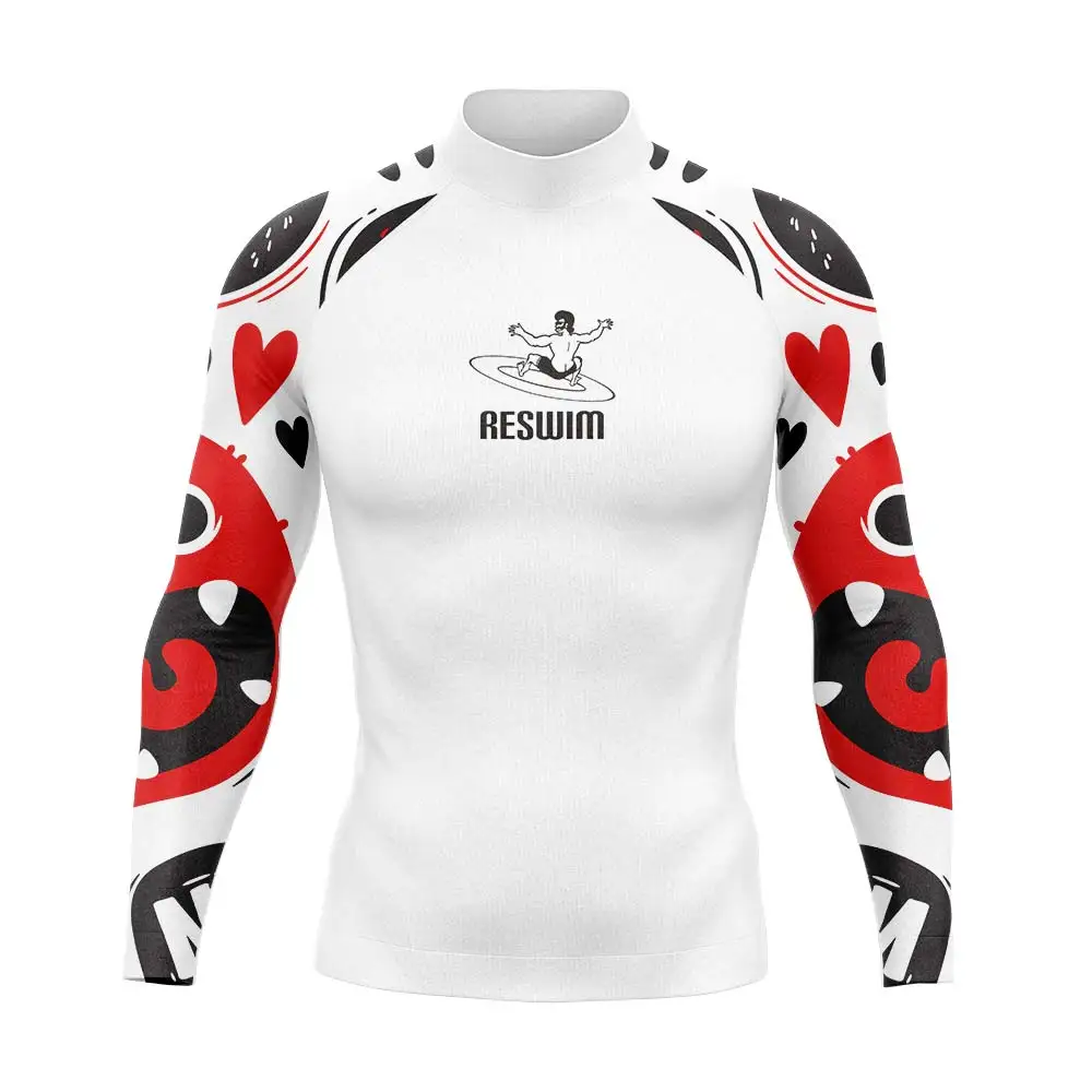 Men's Long Sleeve Surf T-Shirt Rash Guards Swimsuit Beach UV Protection Swimwear Quick Dry Swim Surfing Diving Tight GYM Shirt
