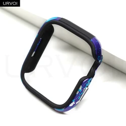 URVOI Aluminum Hard Bumper with TPU Cover and Colored Graffiti Design for 45mm Series 789 (Blue purple)