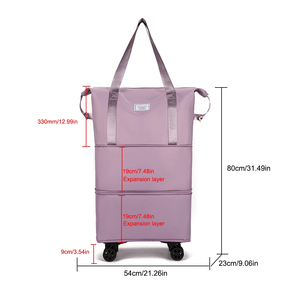 Expandable Duffle Pack Lightweight Collapsible Trolley Bag Large Capacity Dry-Wet Separation Unisex Business Trip Bag
