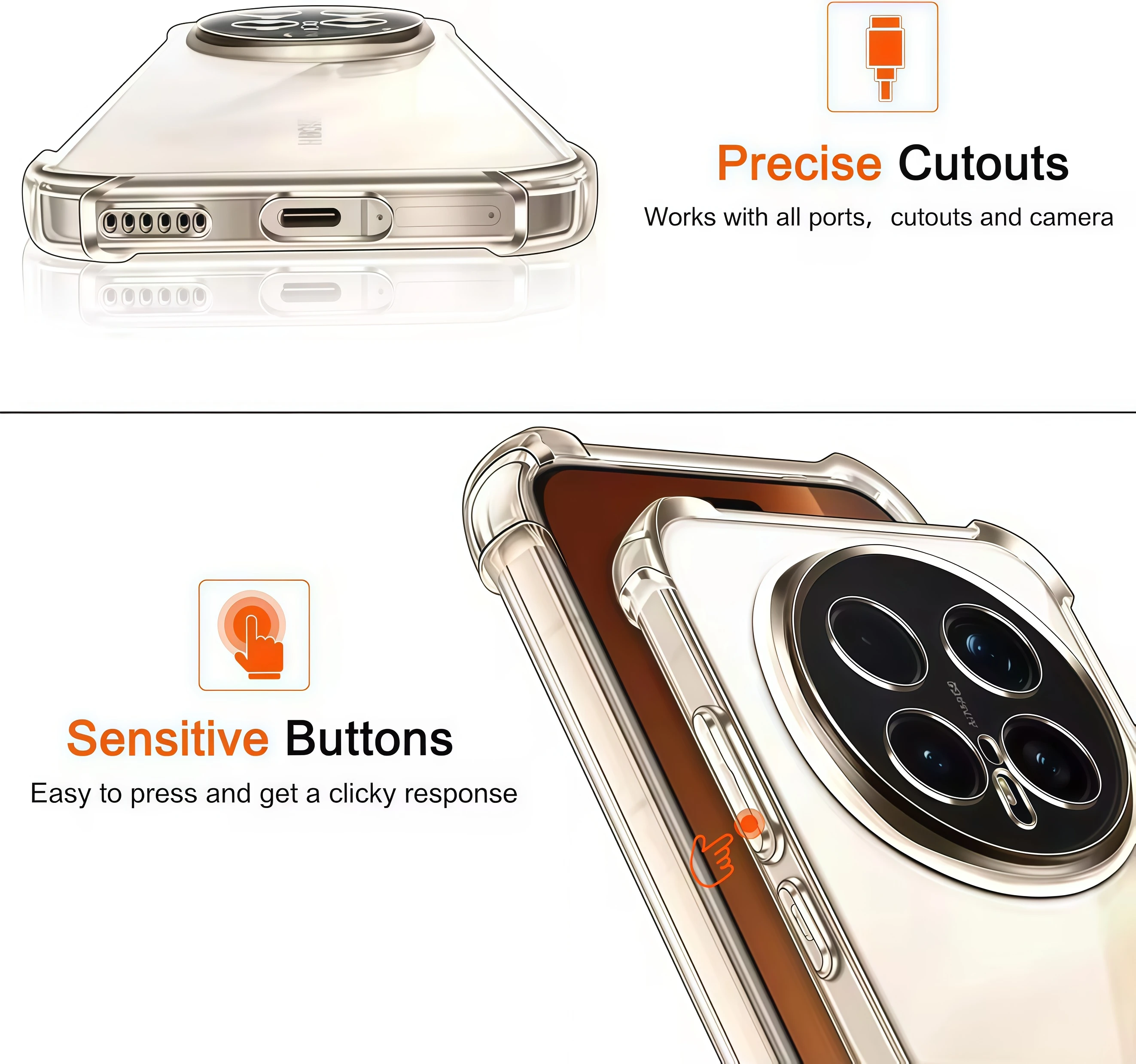 Transparent Shockproof Clear Phone Case Cover