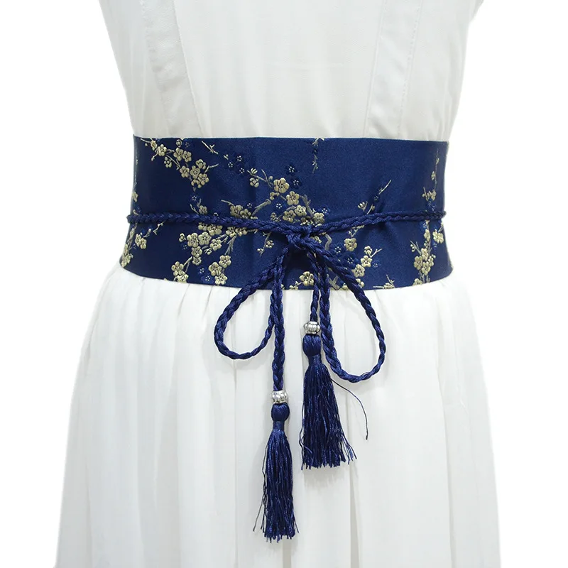 

Fashion Women's Wide Belt with Ethnic Style Embroidery and Tassel Waist Seal