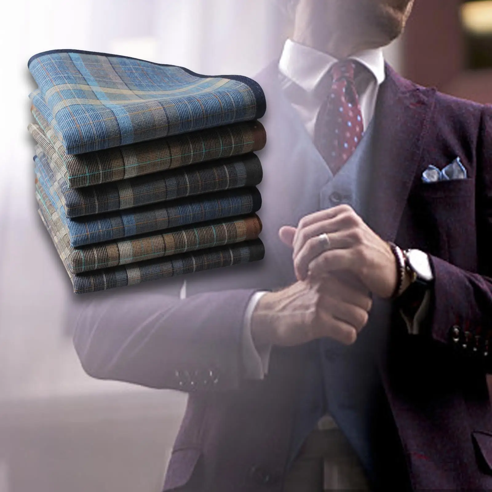 6 Pieces Handkerchiefs for Men Cotton Kerchief for Men 16inch Mens Gifts Soft