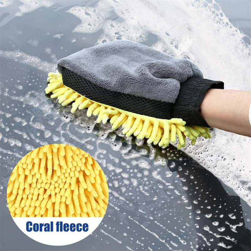 Car Cleaning Gloves 1/5pcs Car Washing Gloves Waterproof Microfiber Chenille Gloves Car Cleaning Mitt Detailing Brush Auto Care Double-faced Glove car cleaning gloves