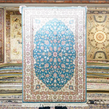 Hand-Knotted Silk Persian-Style Decorative Rug 1