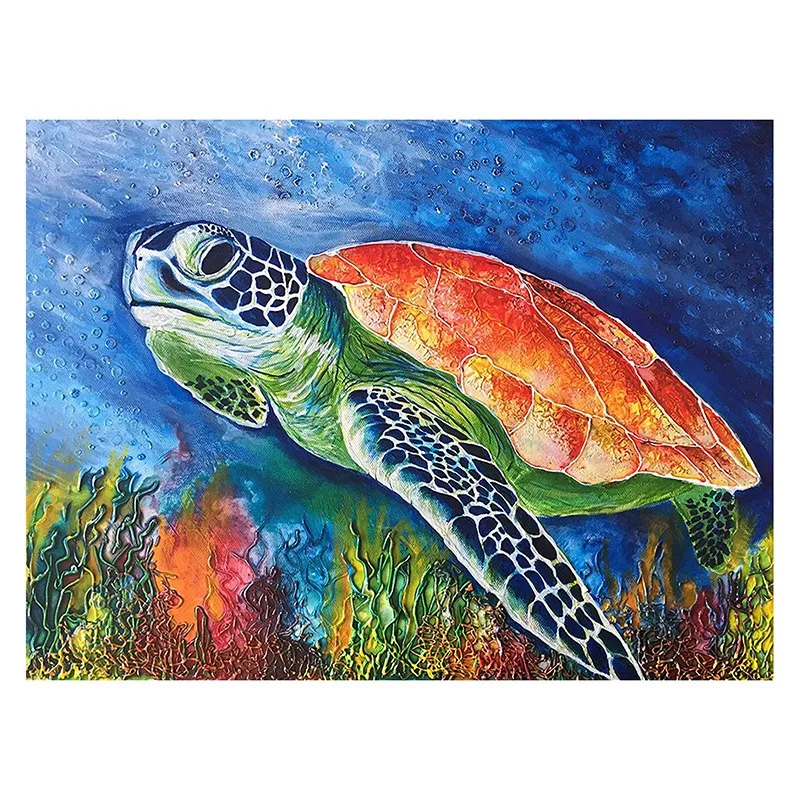 

Алмазная живопись, полностью Алмазная круглая алмазная живопись, искусственные украшения для стен дома, черепаха, плавание
