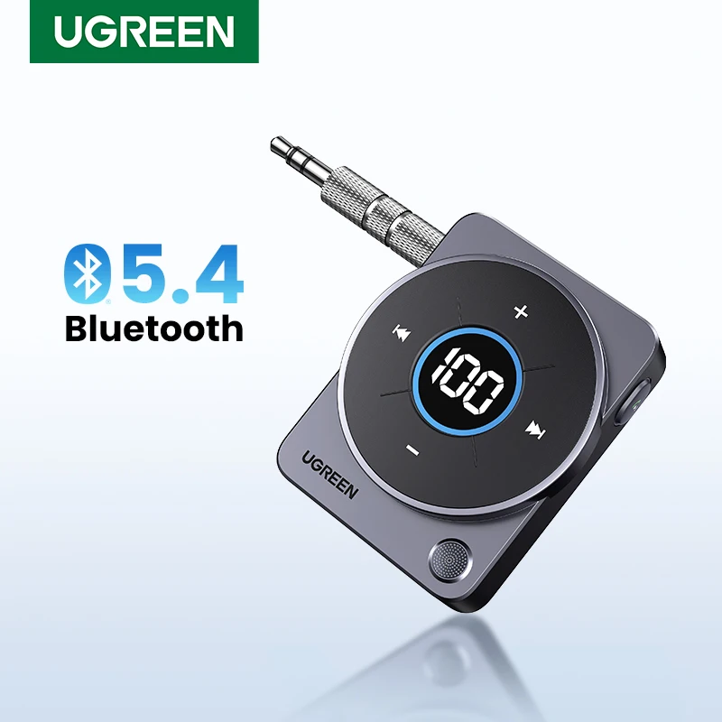 UGREEN 차량용 블루투스 5.4 Aux 리시버 어댑터, 무선 3.5mm 오디오 ..