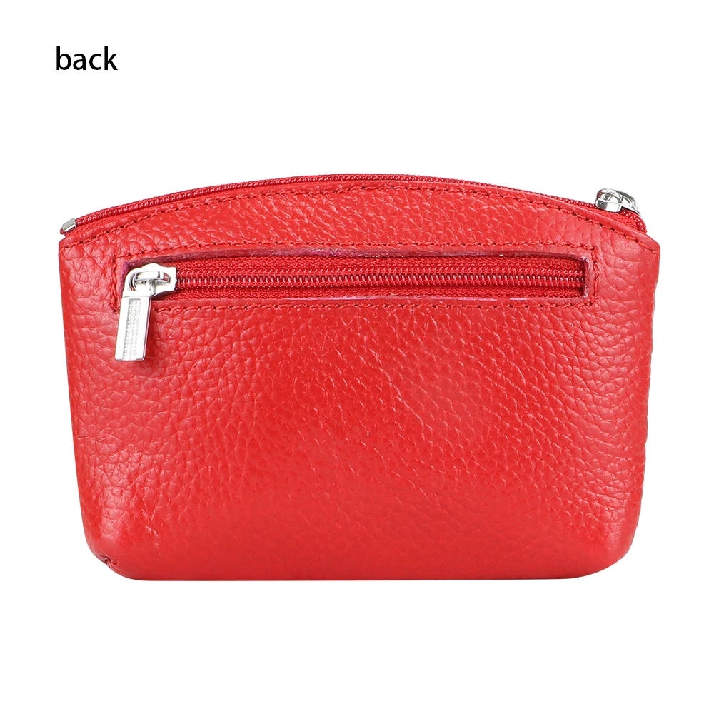 Genuine Leather Coin Purse Minimalist Short Wallet Women's Mini Storage Bag with Keychain 1678