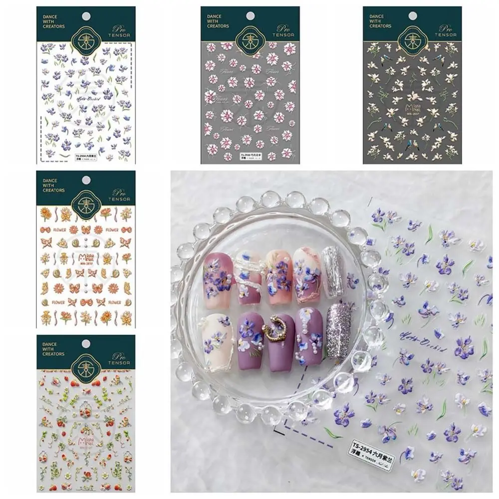 

Floral Petal Flower Nail Stickers Nail Charms Manicure Ornaments Flower Nail Decals Bowknot Butterfly Pattern Nail Salon