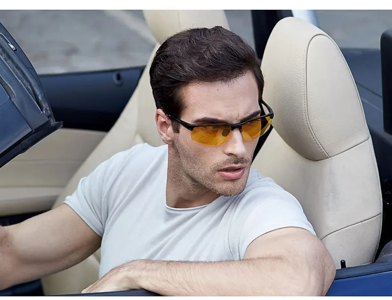 SZTZX Anti-Glare Tag Nacht Vision Photochrome Brille Männer Polarisierte Fahren Angeln Gläser Aluminium Randlose Reitbrille – Detail 4