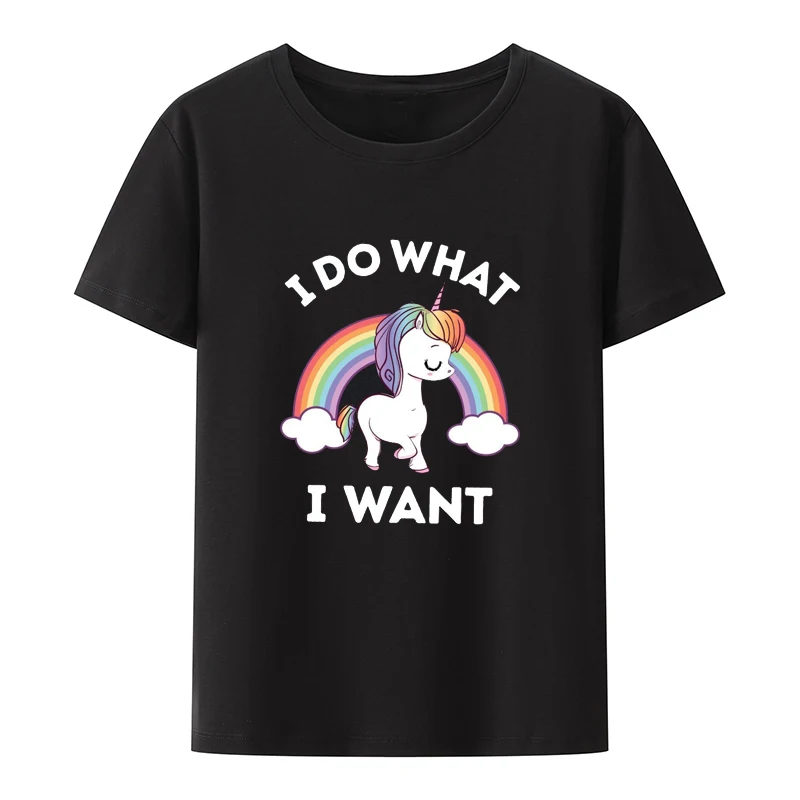 

I Do What I Want Cotton T-Shirts Rainbow Pony Vintage Pride Men's Shirt Hipster Male Clothes Top Y2k Man Tees Summer Pattern